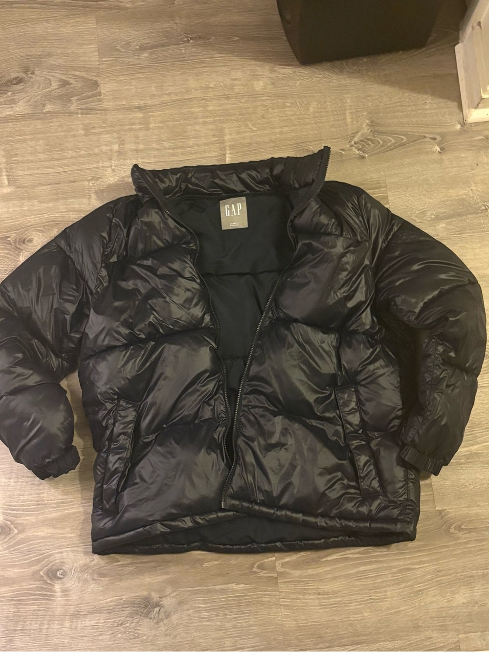 GAP Men Shiny Black Puffer Coat